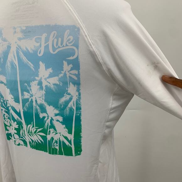Huk T Shirt Womens M Medium White Paradise Pursuit Performance Long Sleeve Crew - Picture 6 of 12